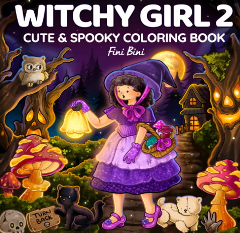 Published Witchy Girl coloring book example 2