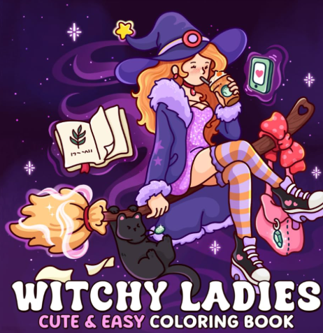 Published Witchy Girl coloring book example 3