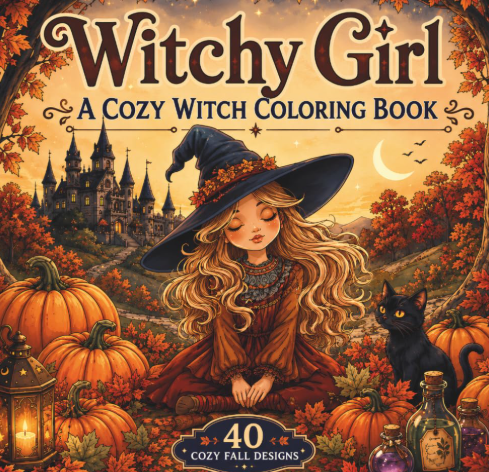 Published Witchy Girl coloring book example 4